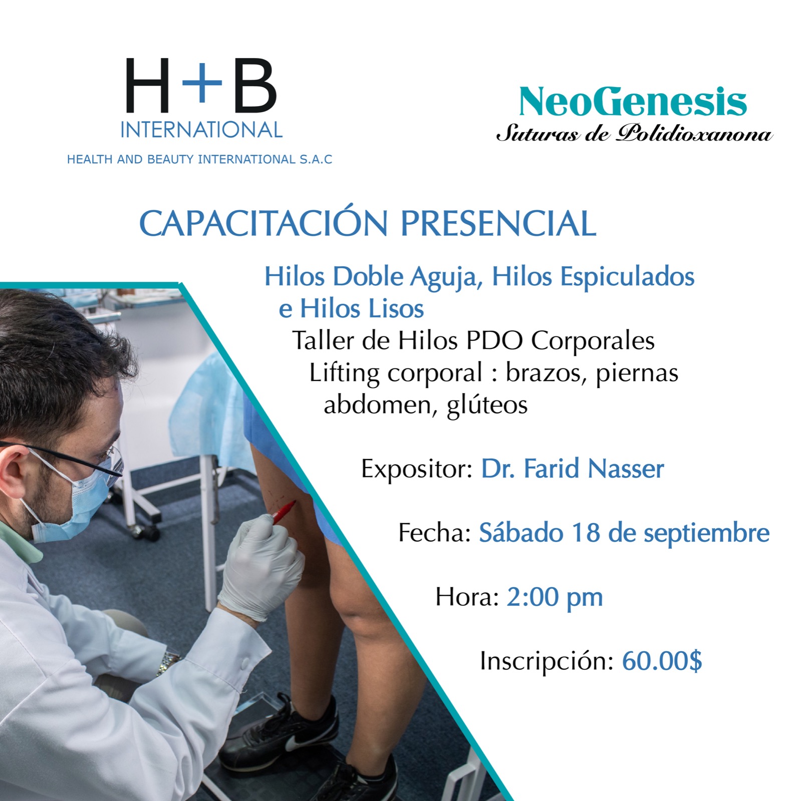 Taller de capacitación sobre Hilos PDO Corporales NeoGenesis en Lifting Corporal Septiembre 2021