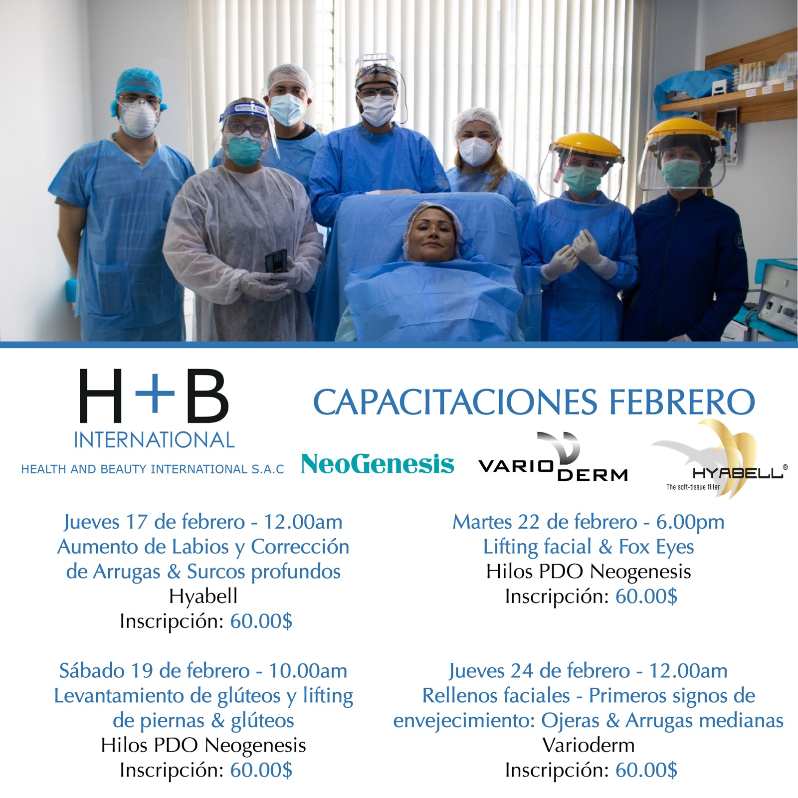 Talleres de capacitación Febrero 2022: NeoGénesis, Varioderm y Hyabell