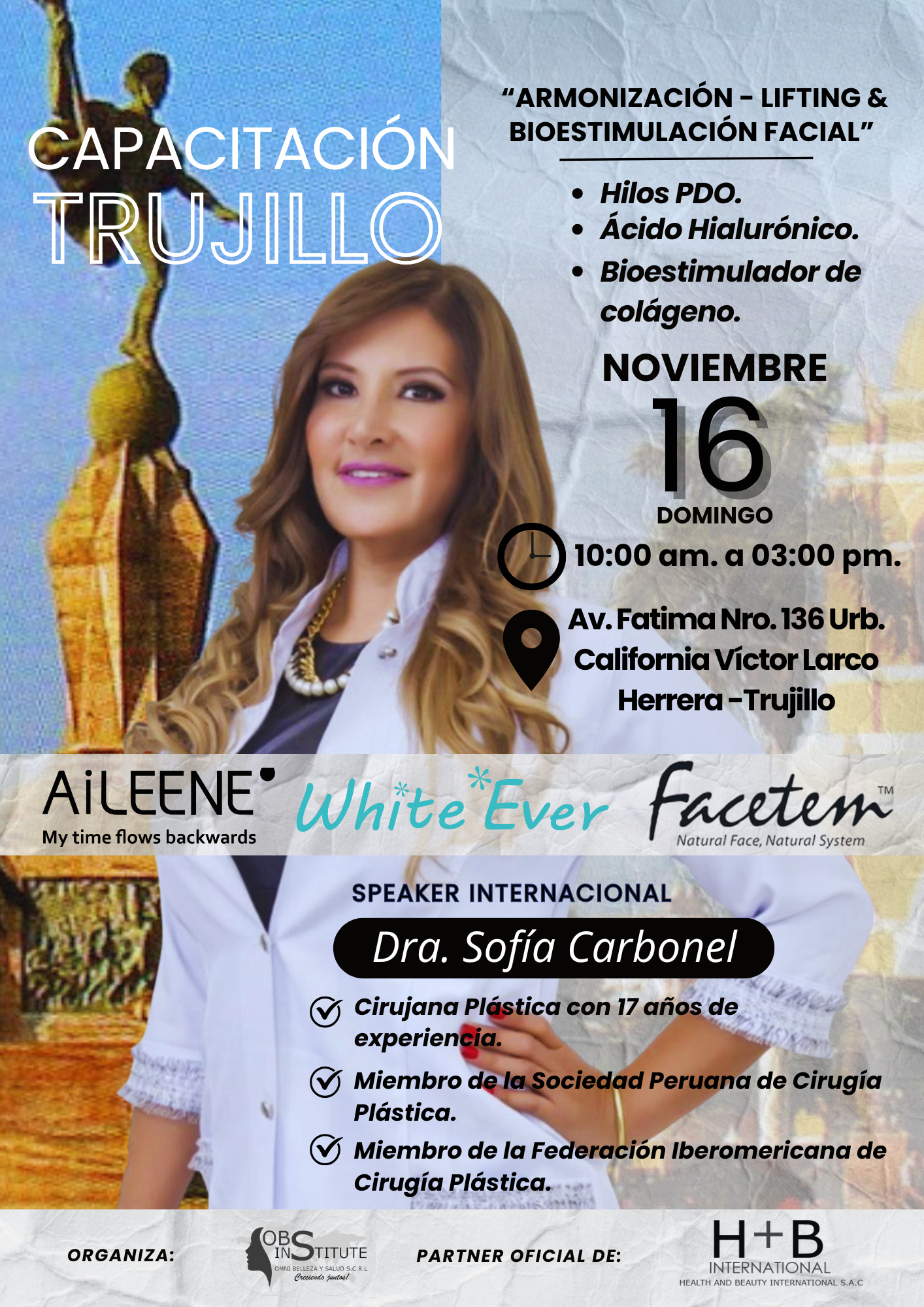 ¡Atención médicos especialistas en Medicina Estética de Trujillo y norte del Perú! Actualiza protocolos y técnicas seguras de aplicaci